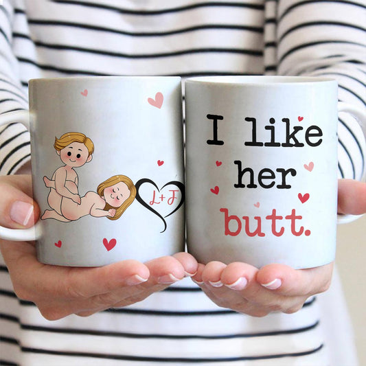J'aime sa barbe, j'aime ses fesses - Mug personnalisé pour couple