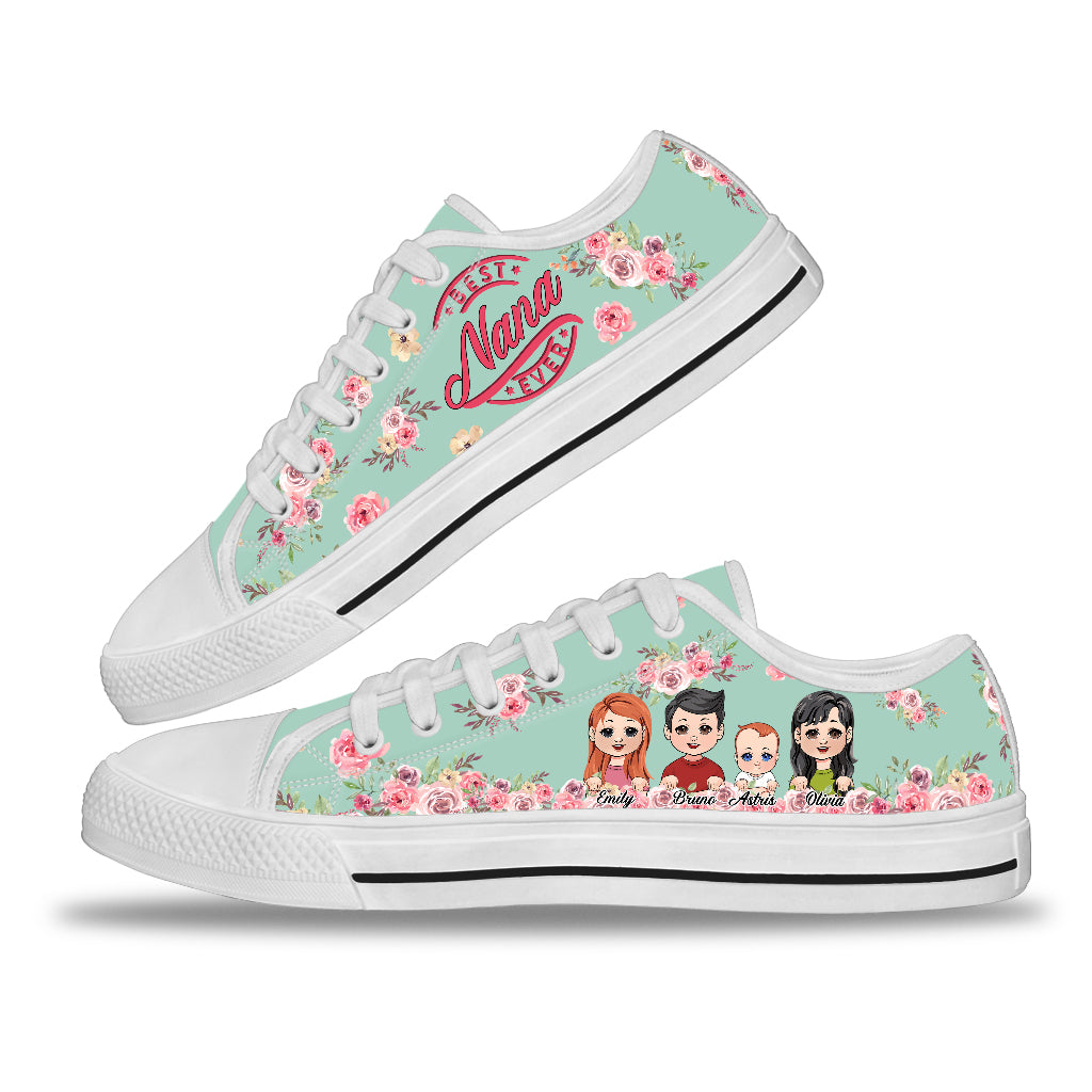 Best Grandma Mimi Nana Ever - Personalized Grandma Low Top Shoes