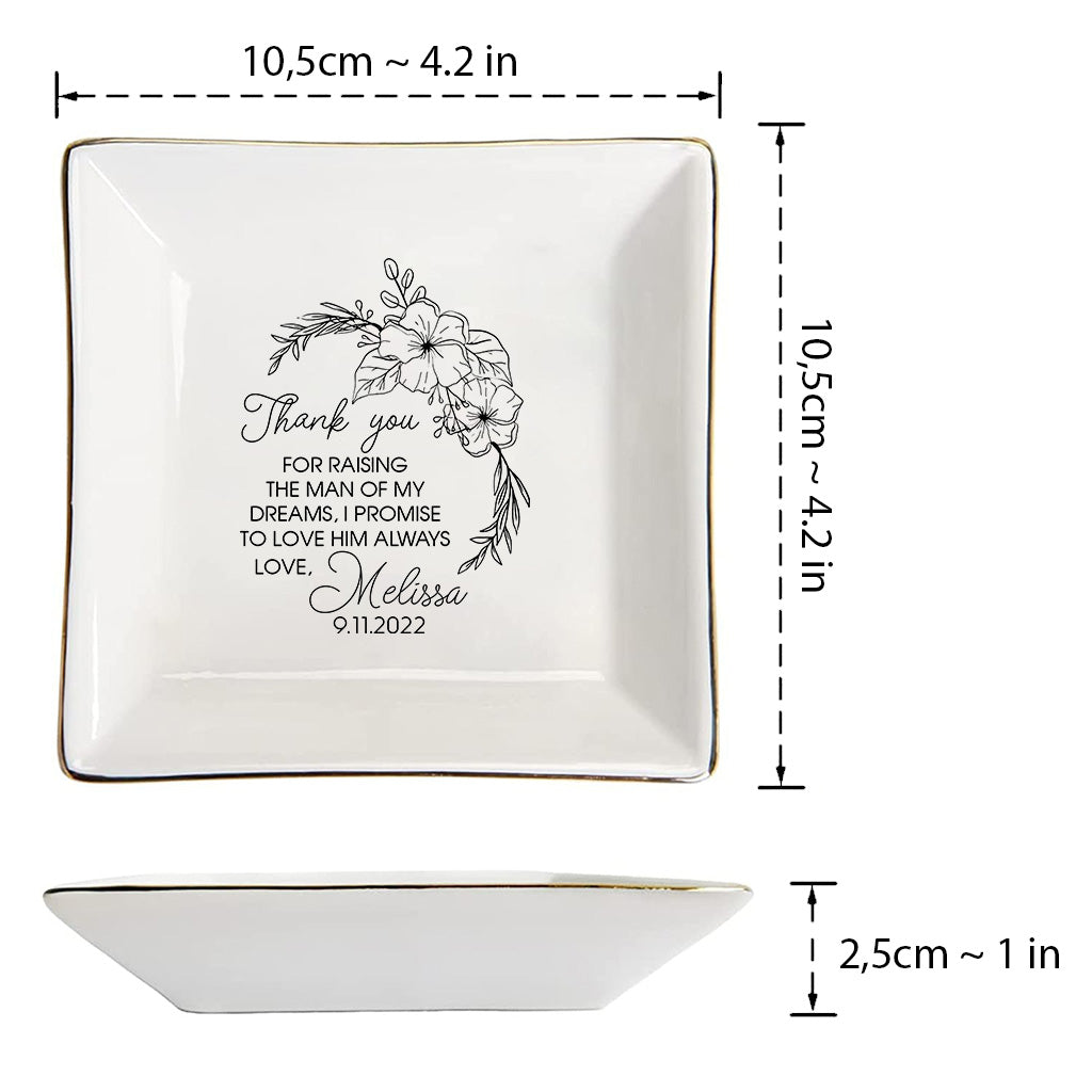 Merci d'avoir élevé l'homme de mes rêves - Cadeau de la mariée pour la mère du marié - Cadeau de mariage pour la belle-mère - Plat à bijoux personnalisé