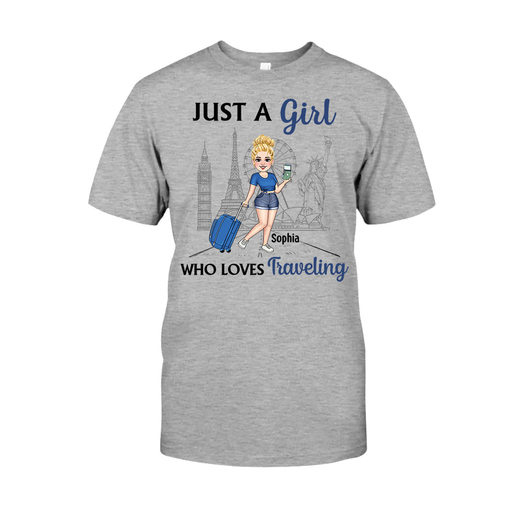 Juste une fille qui aime voyager - T-shirt et sweat à capuche de voyage personnalisés