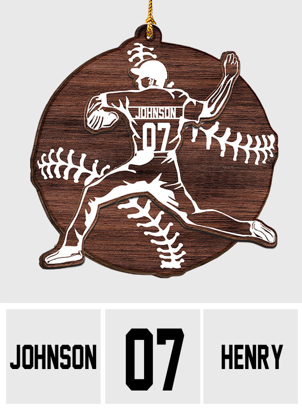 Saison de baseball - Ornement personnalisé de baseball en 2 parties superposées