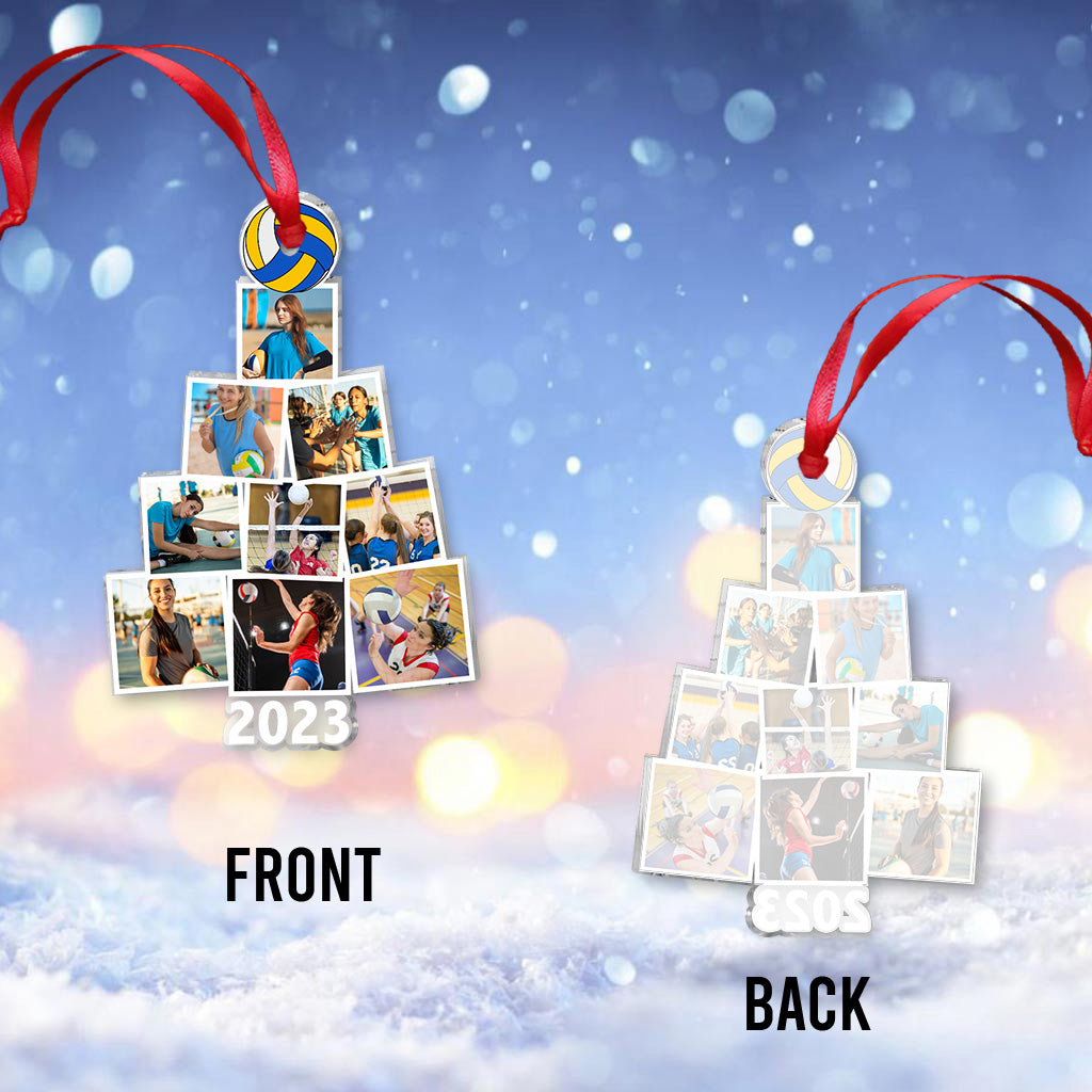 Joyeux Noël - Ornement transparent personnalisé en forme de ballon de volley-ball