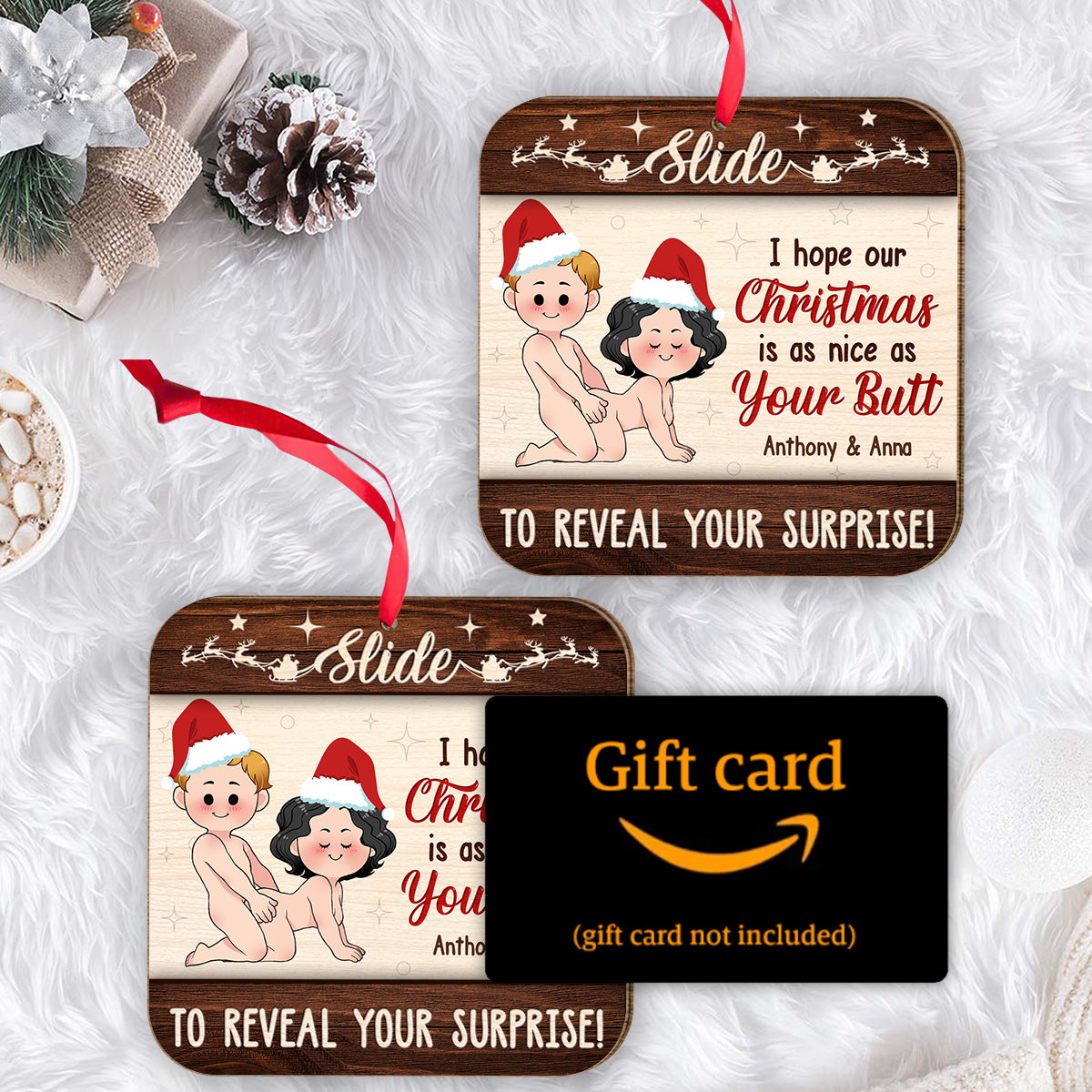 J'espère que notre Noël sera aussi beau que tes fesses - Ornement personnalisé pour couple en 2 parties