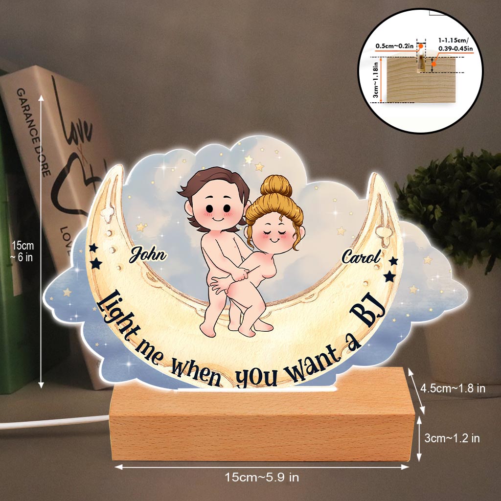 Allume-moi quand tu veux une fellation - Plaque lumineuse personnalisée en forme de couple