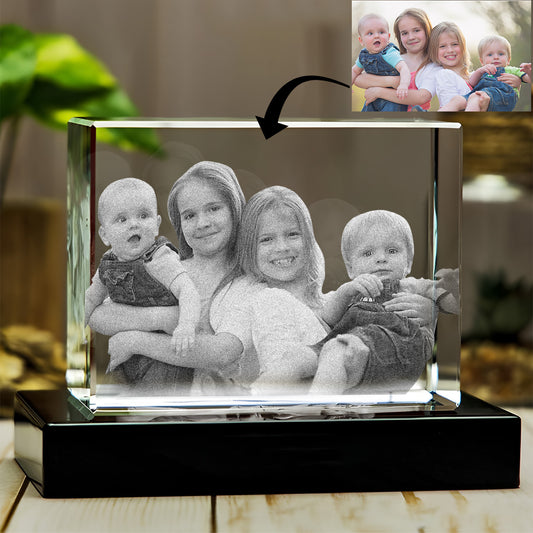 Lampe en cristal 3D cubique gravée au laser avec photo personnalisée pour enfant
