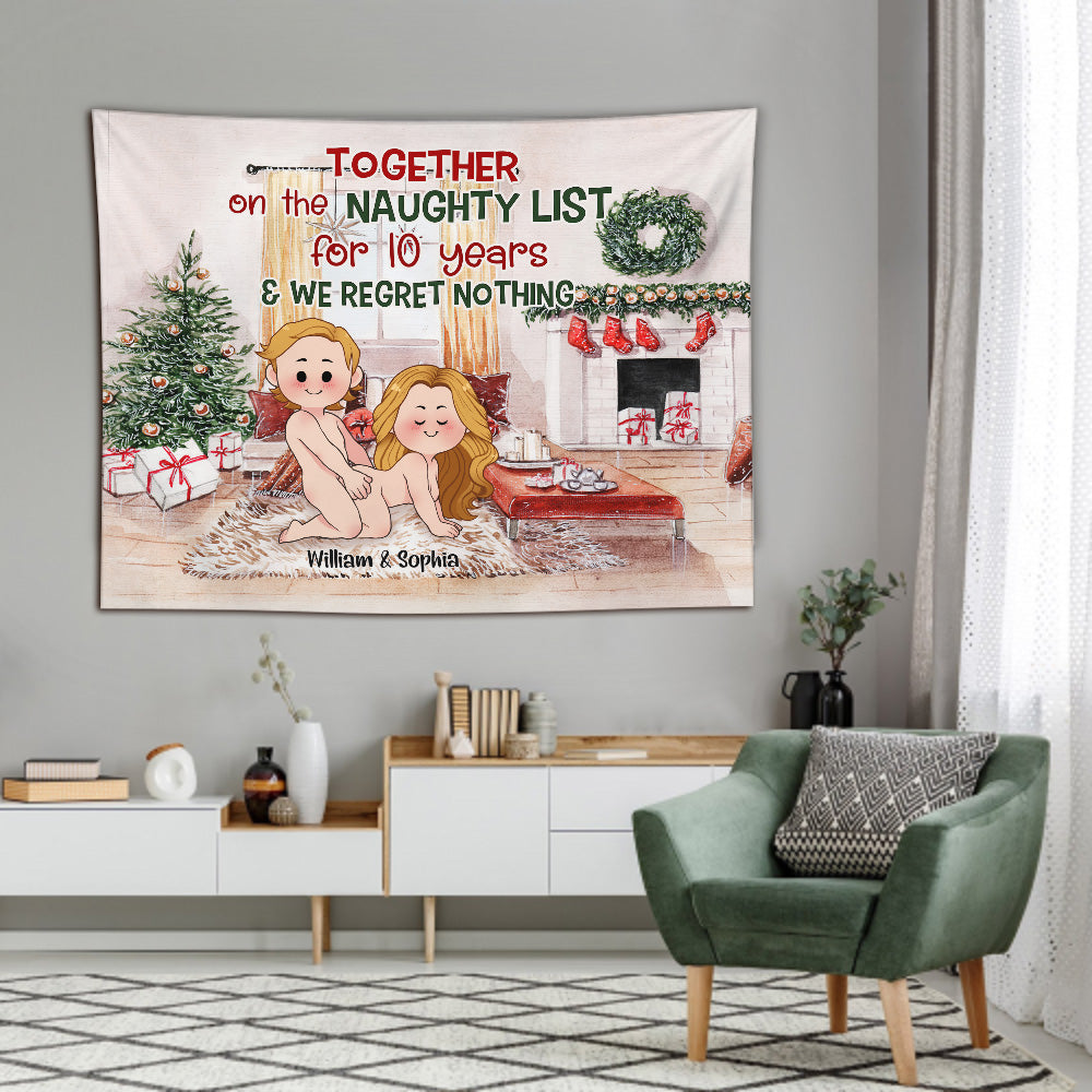 Ensemble sur la liste des vilains depuis des années - Cadeau pour mari, petite amie, femme, petit ami - Tapisserie murale personnalisée