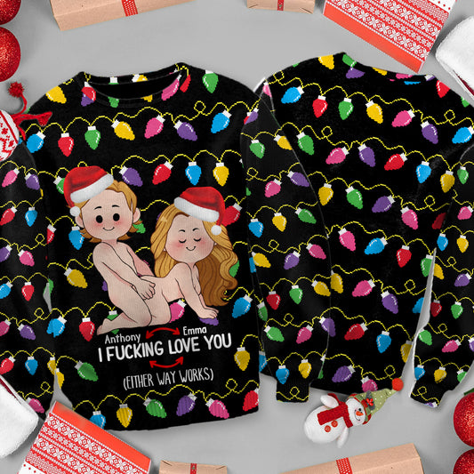 Je t'aime - Pull moche personnalisé pour couple