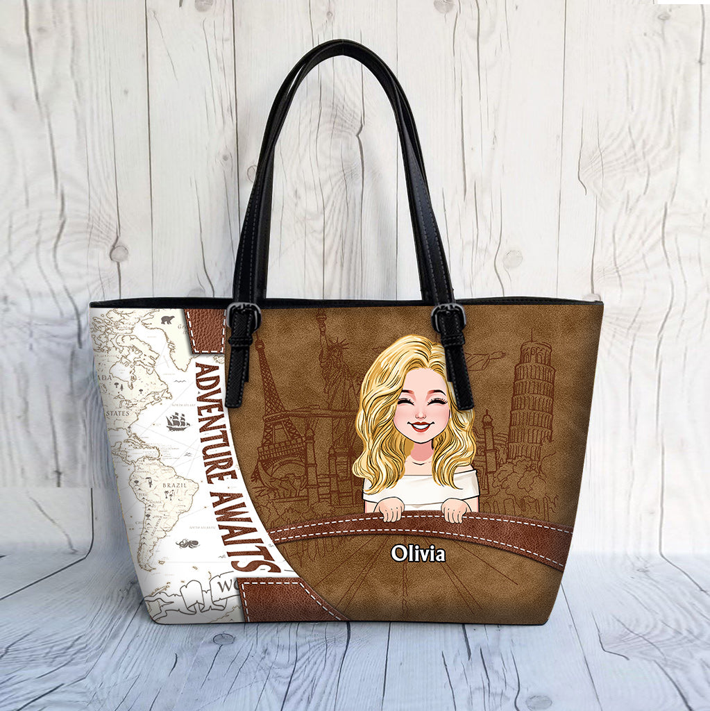 L'aventure vous attend - Sac de voyage en cuir personnalisé