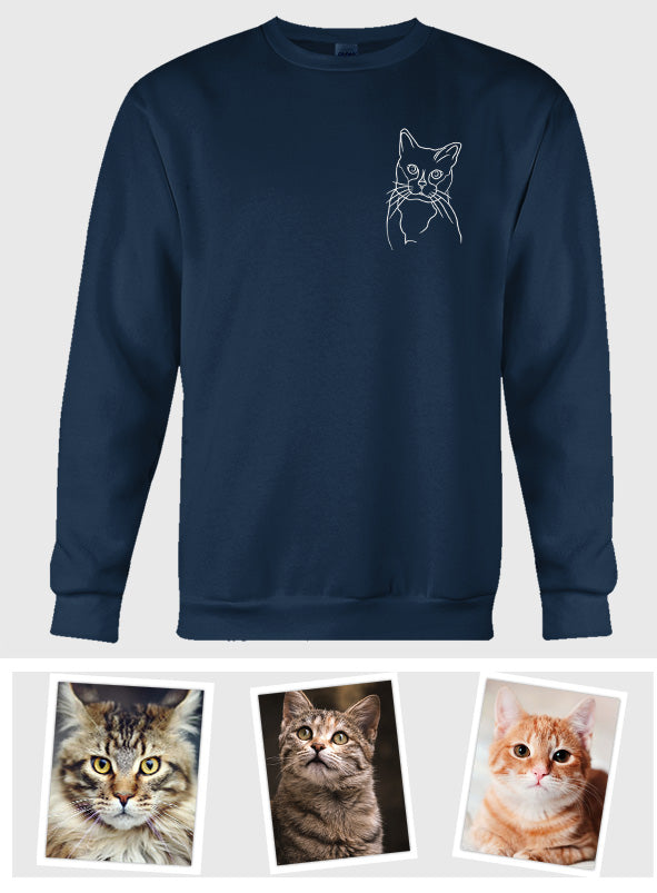 Custom Line Art - Personalized Cat Embroidered Sweater