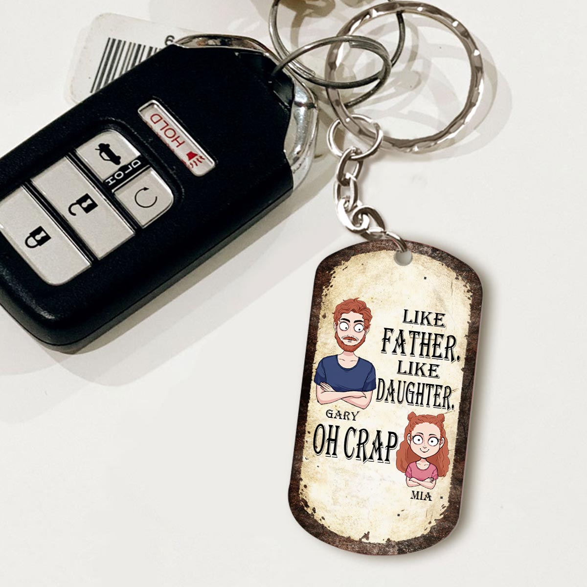 Like Father Like Daughter Like Son - Gift for dad, mom, son, daughter - Personalized Stainless Steel Keychain