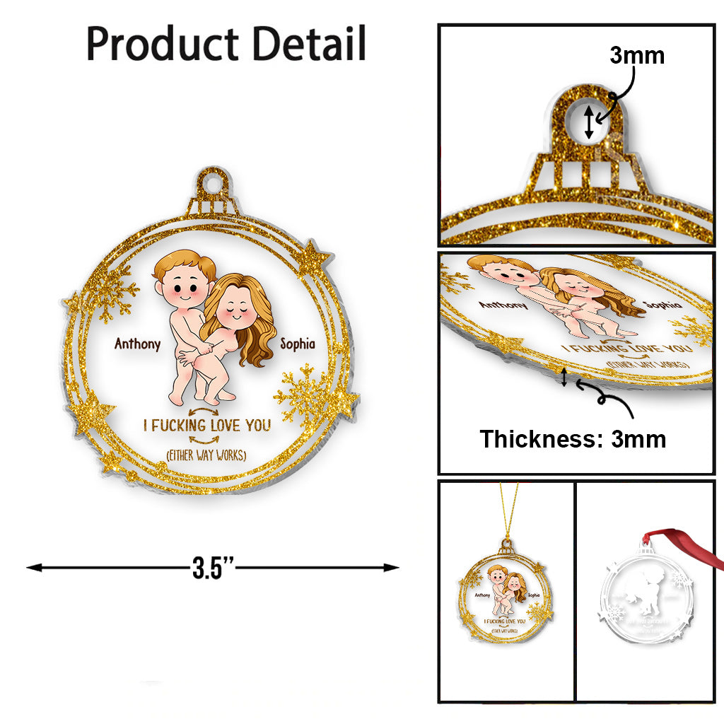 Je t'aime - Ornement transparent personnalisé pour couple