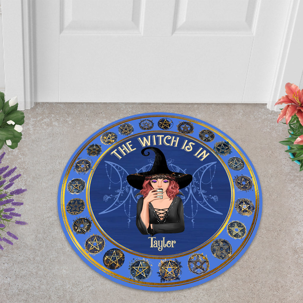 The Witch Is In - Personalized Witch Shaped Doormat