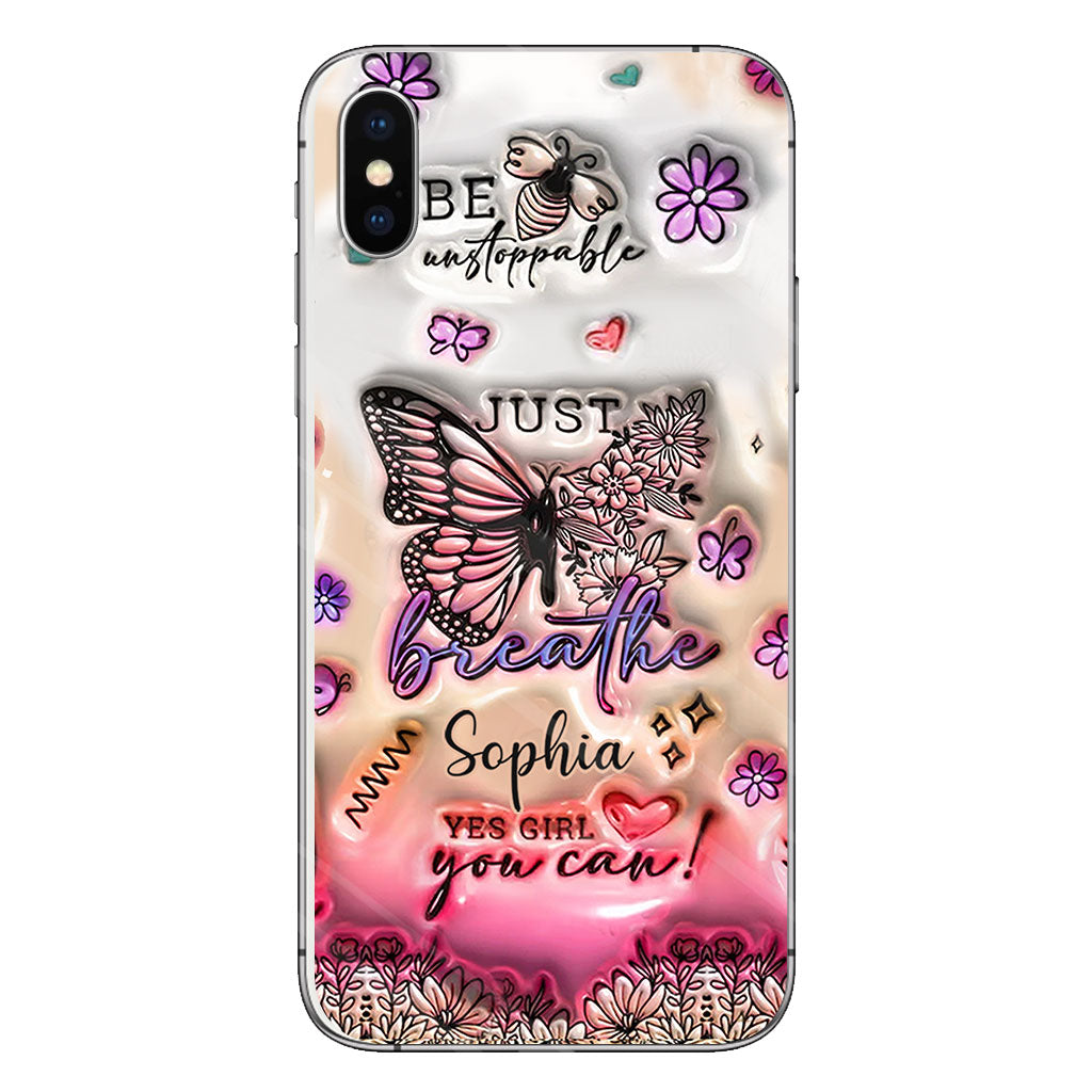 Positive Affirmations Butterfly - Personalized Butterfly Clear Phone Case