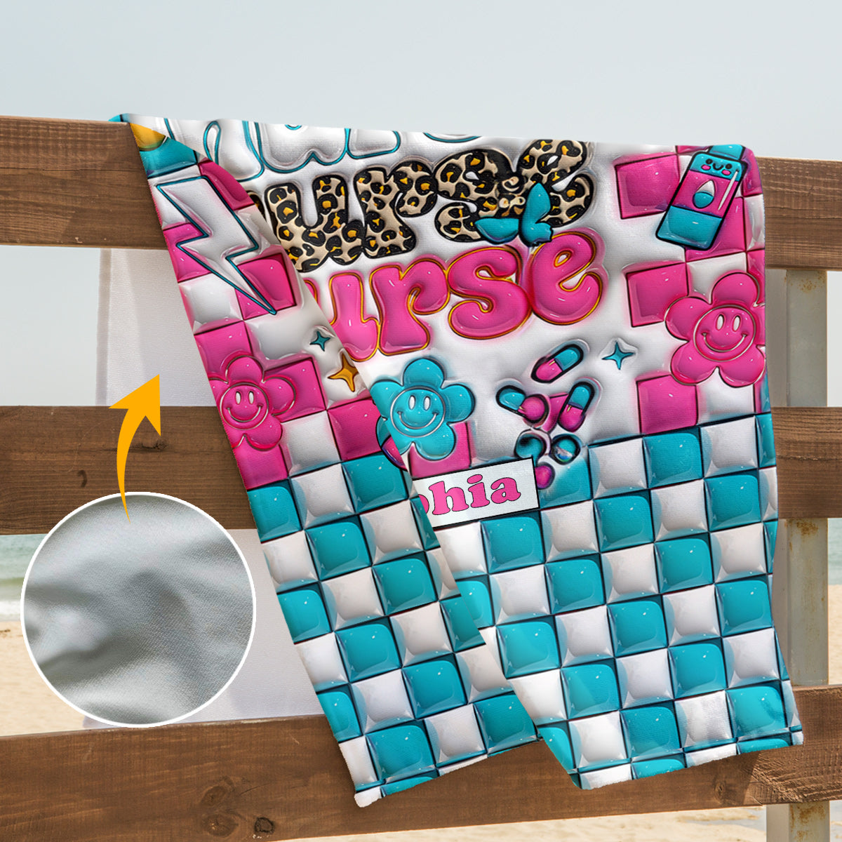 Vie d'infirmière - Cadeau pour maman, elle, épouse, petite amie, amie - Serviette de plage personnalisée