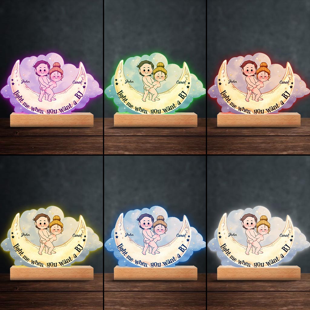 Allume-moi quand tu veux une fellation - Plaque lumineuse personnalisée en forme de couple