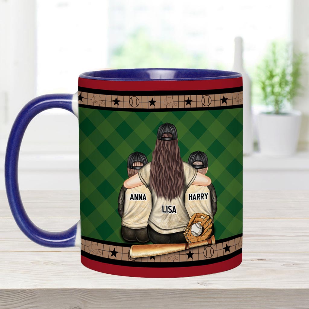 Mon cœur est sur le terrain - Mug personnalisé sur le thème du baseball