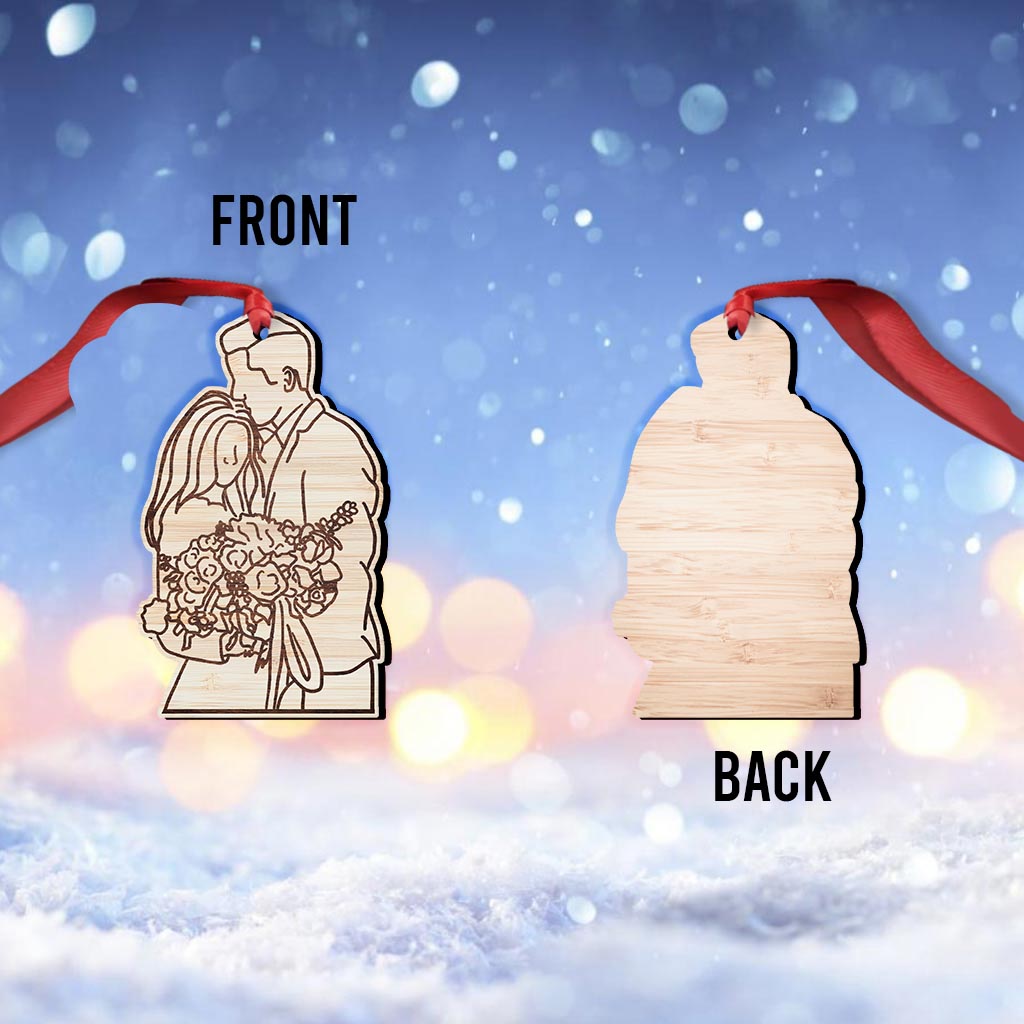 Couple Line Drawing - Personalized Couple Ornament