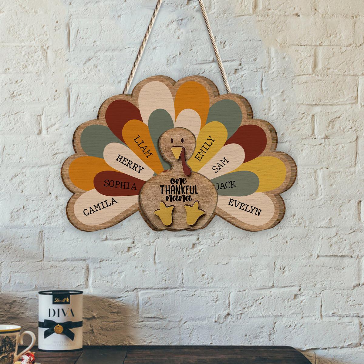 One Thankful Nana - Gift for grandma - Personalized 2 Layered Wood Sign / Wood Plaque