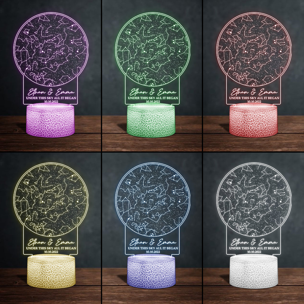 Sous ce ciel, tout a commencé - Socle lumineux personnalisé en forme de mari et femme