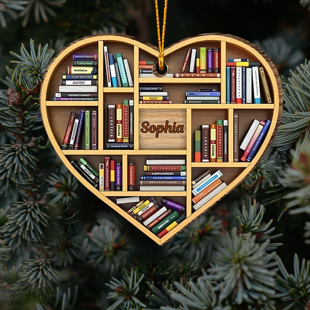 Bookshelf Heart - Personalized Book Ornament
