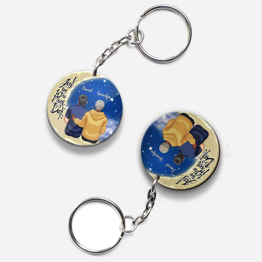 Aller et revenir de la Lune - Cadeau pour grand-mère, maman, papa, grand-père - Porte-clés personnalisé