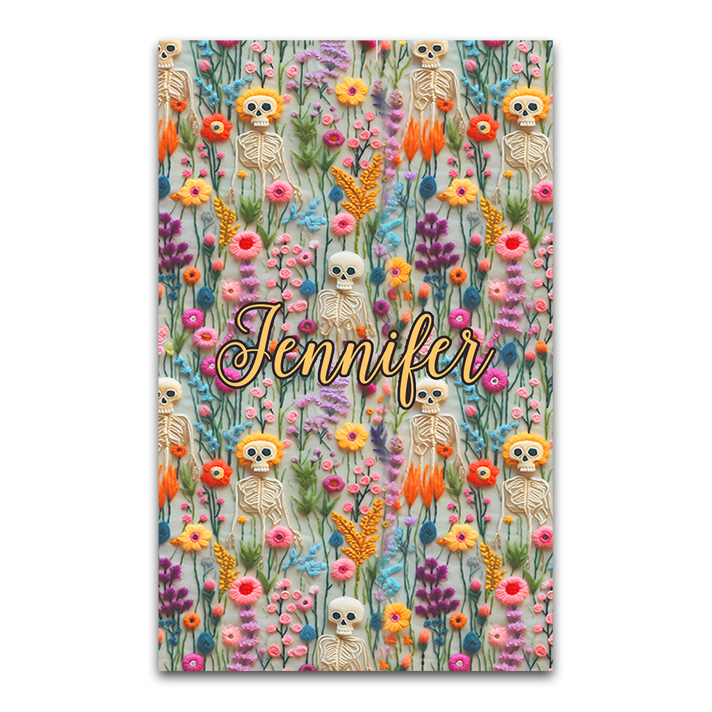 Tapis squelette floral - Crâne personnalisé