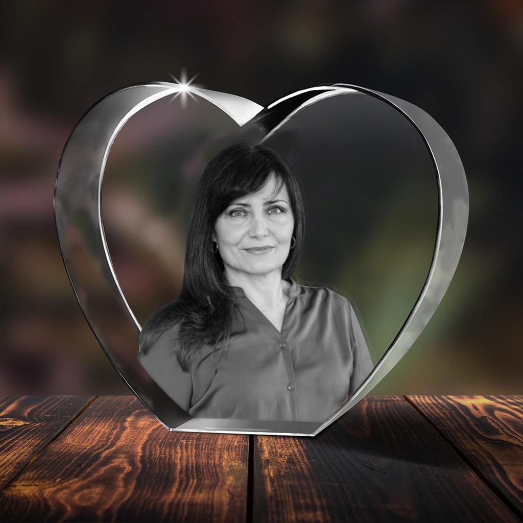 Lampe en cristal 3D en forme de cœur avec gravure laser personnalisée pour tante