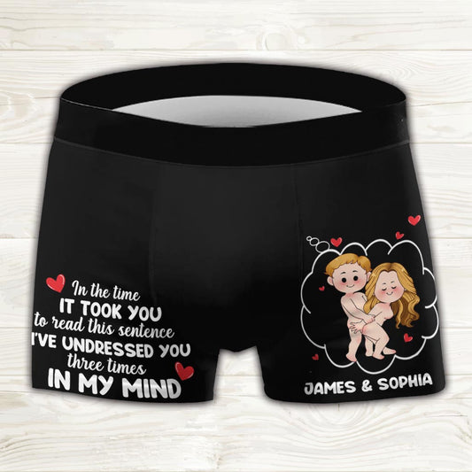 I've Undressed You Three Times - Personalized Couple Men Boxer Briefs