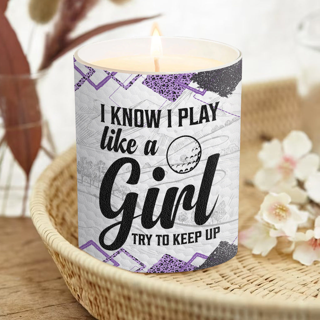 Cours de golf - Cadeau de golf pour elle, petite amie, épouse, fille - Bougie personnalisée avec couvercle en bois