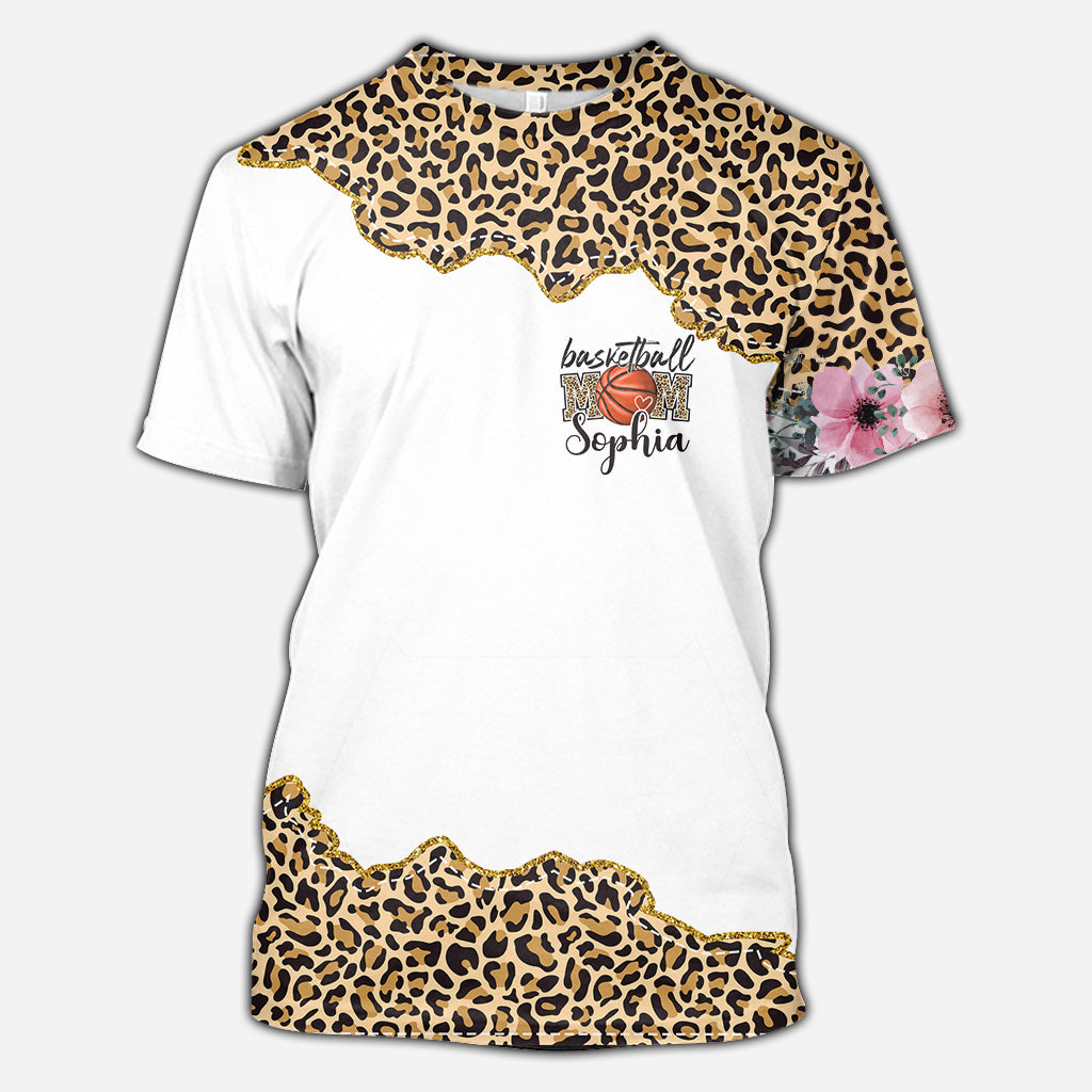 Basketball Mom Leopard - Personalized Basketball All Over Shirt