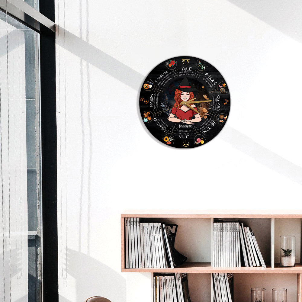 Horloge murale personnalisée Sorcière - Roue de l'Année