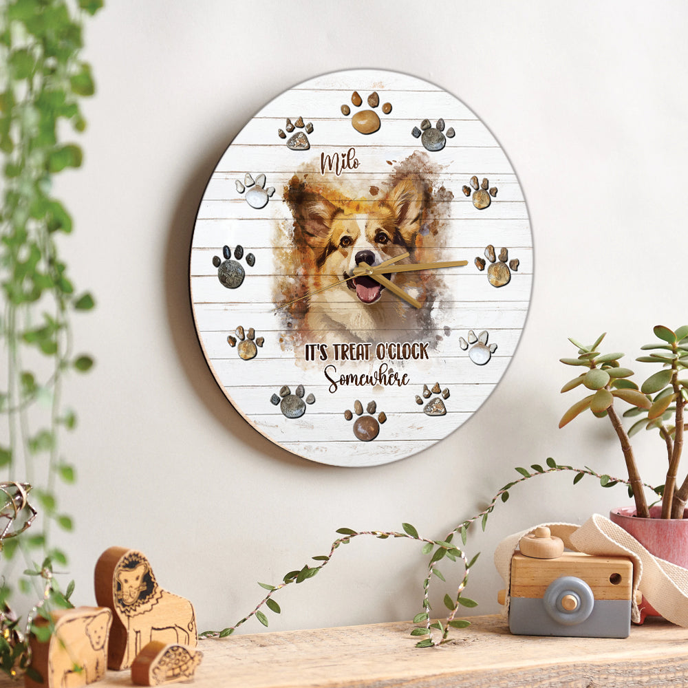 L'heure des friandises - Horloge murale personnalisée pour chien