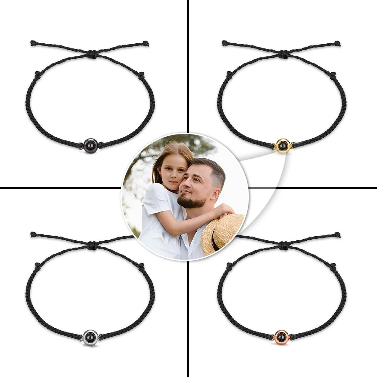 Bracelet papa avec photo intégrée - Bracelet de projection personnalisé pour papa