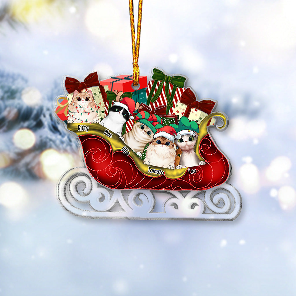 Joyeux Noël - Ornement transparent personnalisé en forme de chat