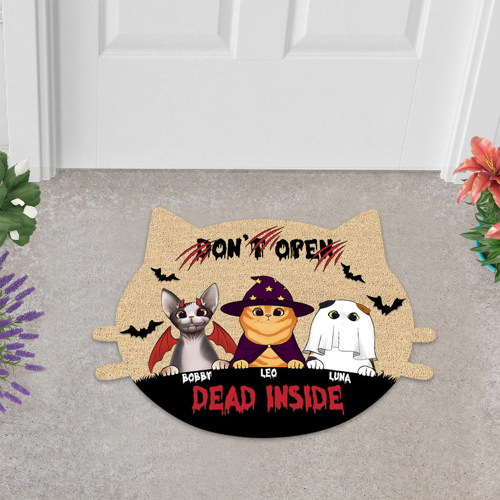 Ne pas ouvrir, mort à l'intérieur - Paillasson personnalisé en forme de chat