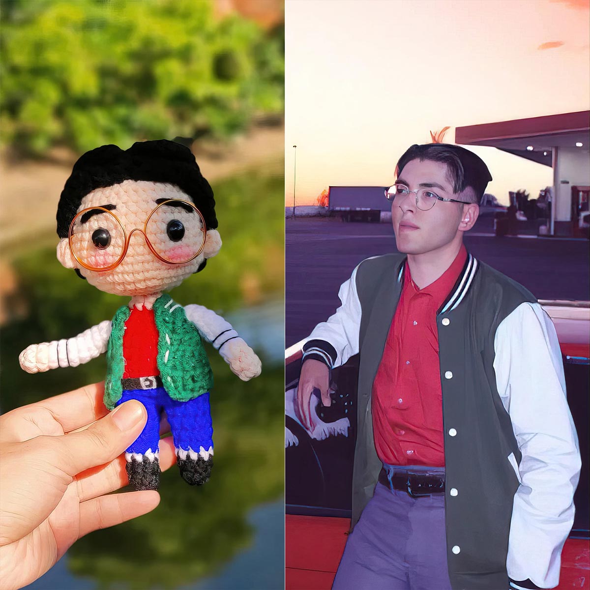 Poupée Mini Moi - Cadeau pour frère/sœur - Poupée tricotée à la main personnalisée