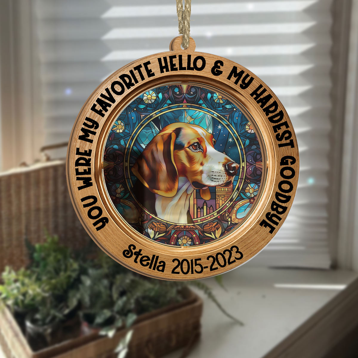 Tu étais mon bonjour préféré et mon au revoir le plus difficile - Attrape-soleil personnalisé pour chien
