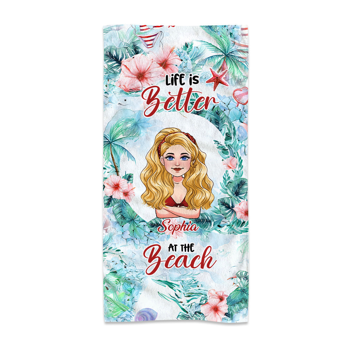 La vie est plus belle à la plage - Serviette de plage personnalisée pour les amoureux de la mer