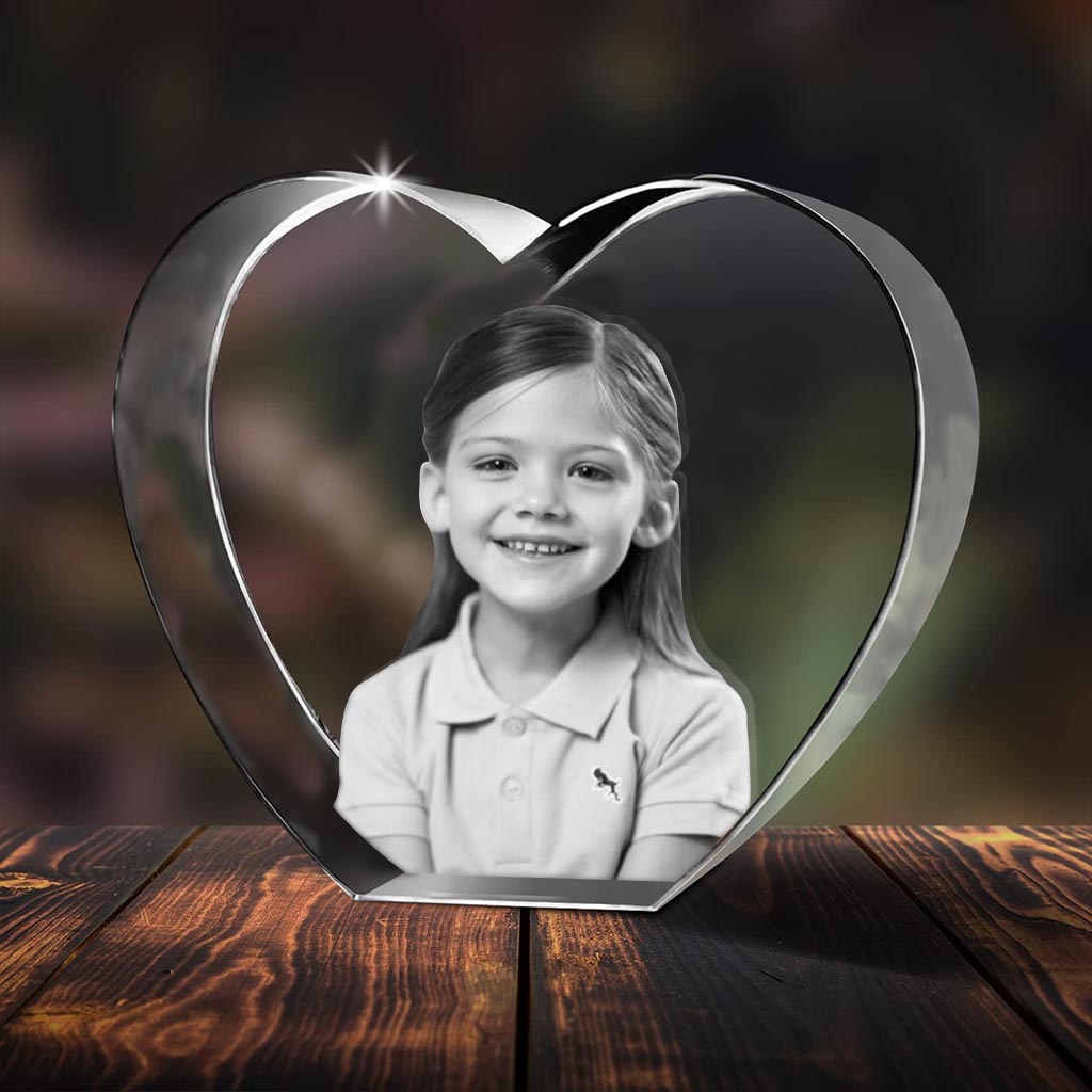 Custom Photo - Personalized granddaughter Laser Engraving 3D Heart Shaped Crystal Lamp