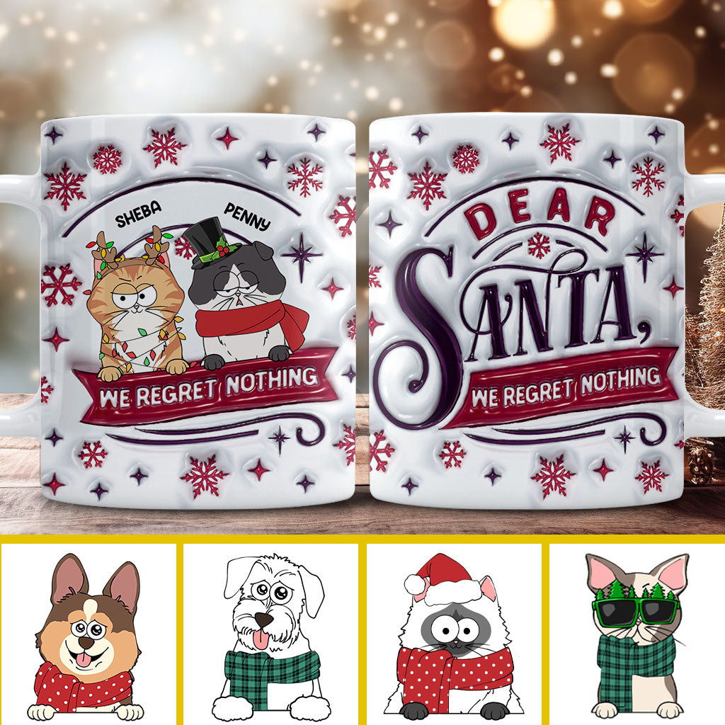 Cher Père Noël, nous ne regrettons rien - Mug chat personnalisé
