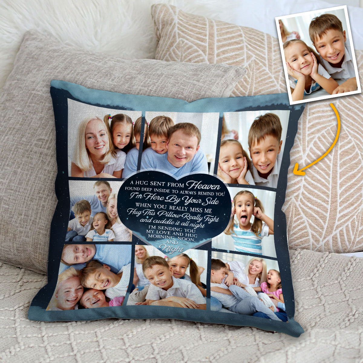 A Hug Sent From Heaven - Personalized Memorial Throw Pillow