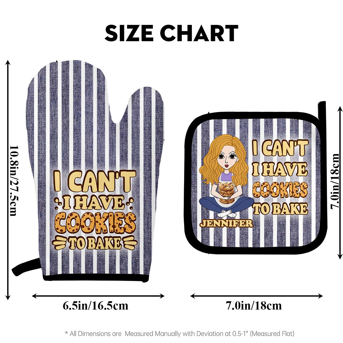 Je ne peux pas, j'ai des biscuits à faire cuire ! – Ensemble de maniques et de dessous de plat personnalisés