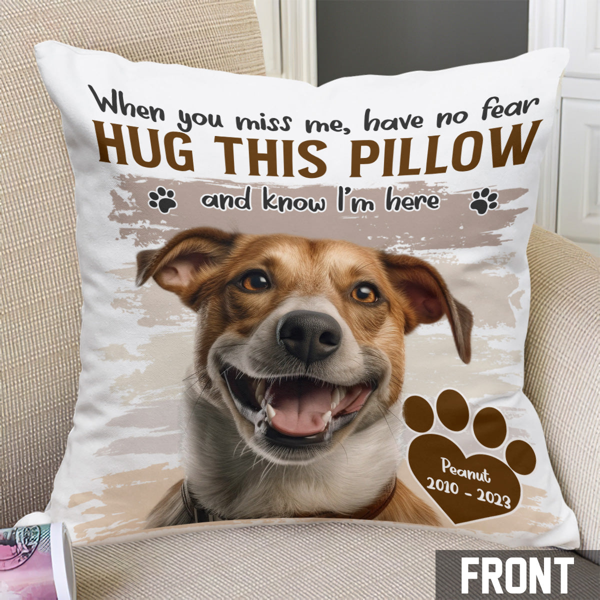 When You Miss Me Hug This - Personalized Dog Throw Pillow