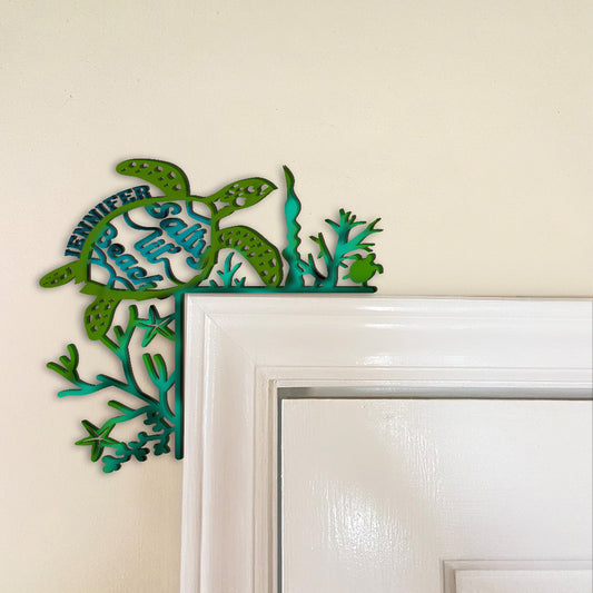 Salty Lil' Beach - Personalized Turtle Door Frame Decoration