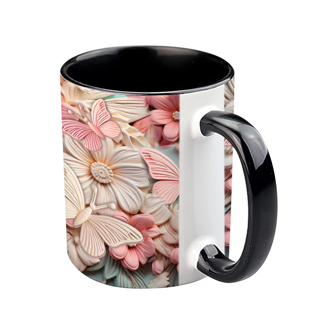 Mug personnalisé à motif papillon - Papillons et fleurs