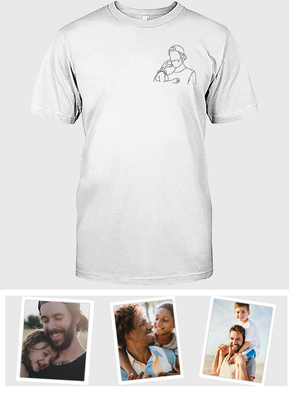 T-shirt brodé personnalisé « Oncle » avec motif de lignes.