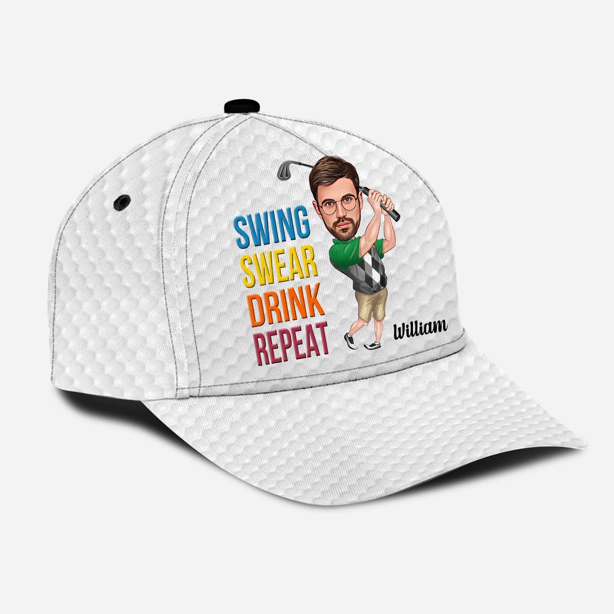 Casquette de golf classique personnalisée « Swing Swear Drink Repeat »