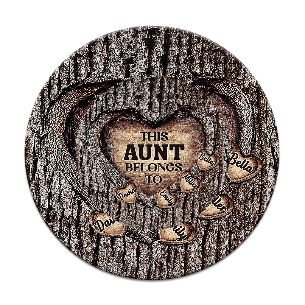 Dad's Heart - Gift for dad, grandma, grandpa, mom, uncle, aunt, brother, sister - Personalized Round Wood Sign