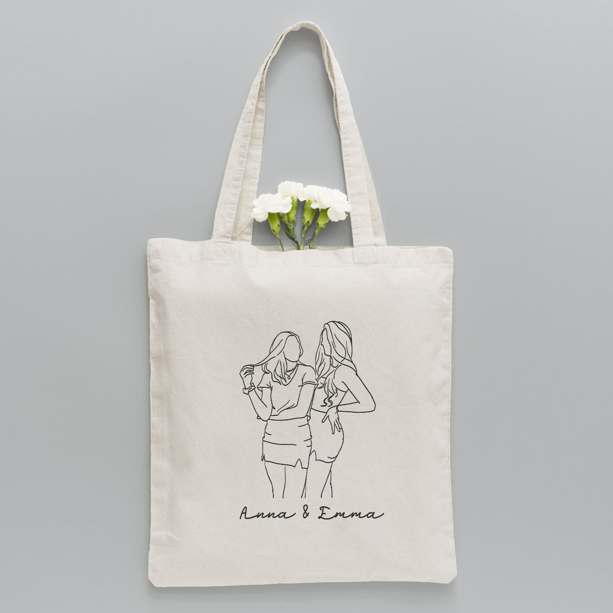 Sac fourre-tout brodé personnalisé avec photo au trait - Sac fourre-tout brodé personnalisé pour tante