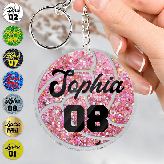 Équipe de volley-ball - Porte-clés transparent personnalisé sur le thème du volley-ball
